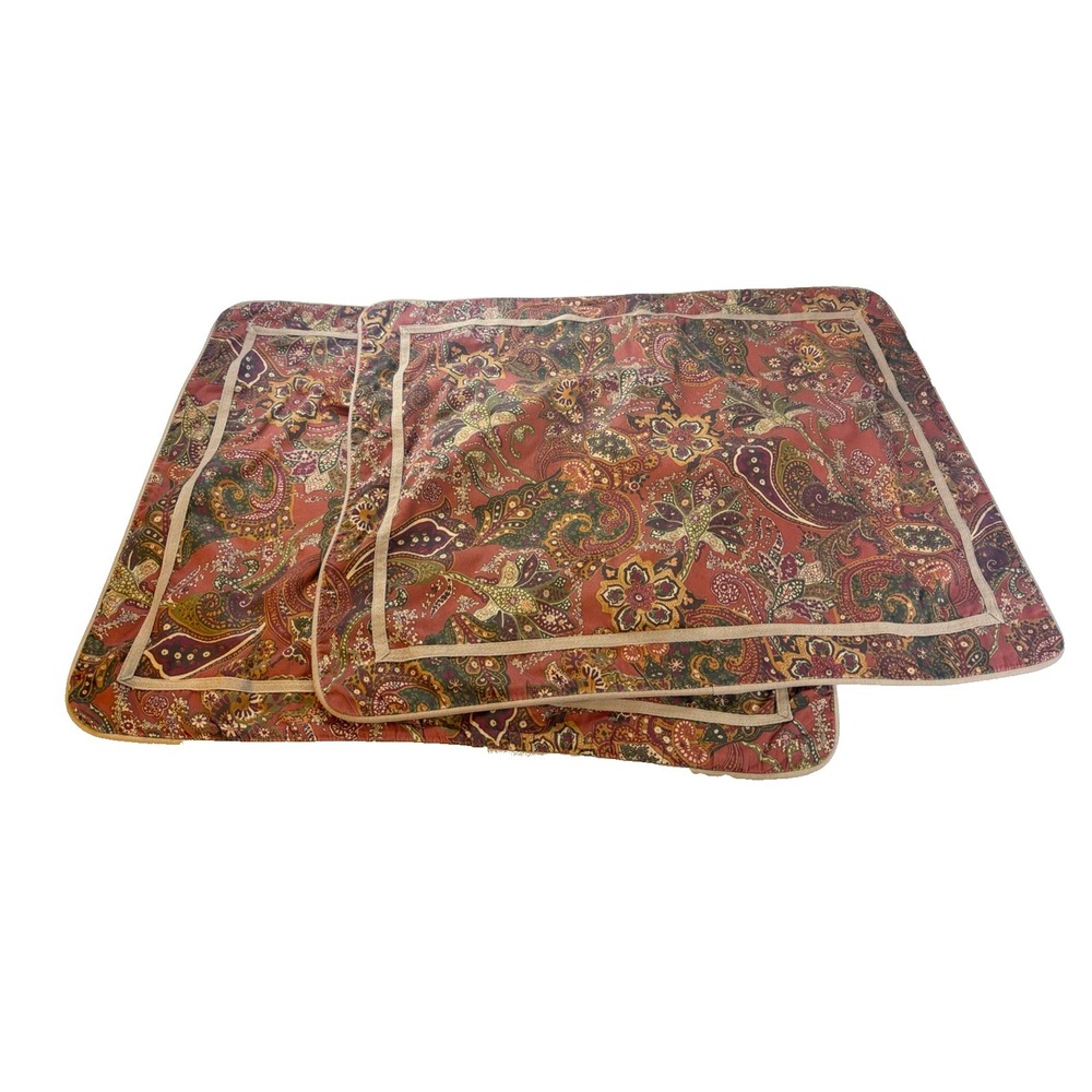 Chaps Ralph Lauren Chandler Paisley 2 Stand Pillow Shams Border 100% Cotton